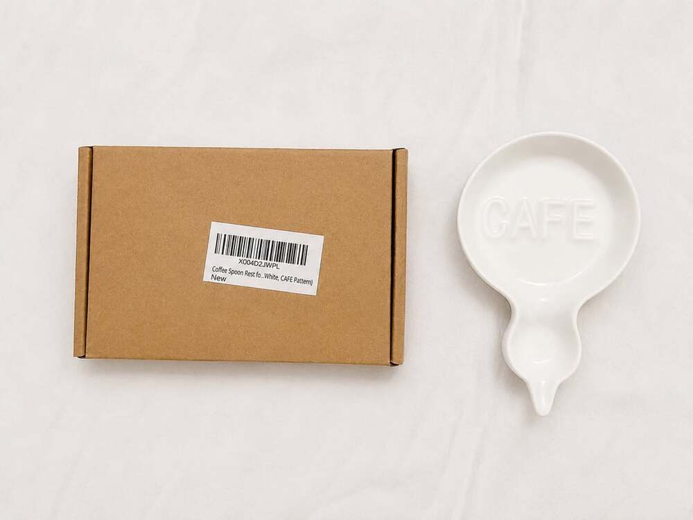 Ceramic Coffee Spoon Rest White Cafe Pattern
